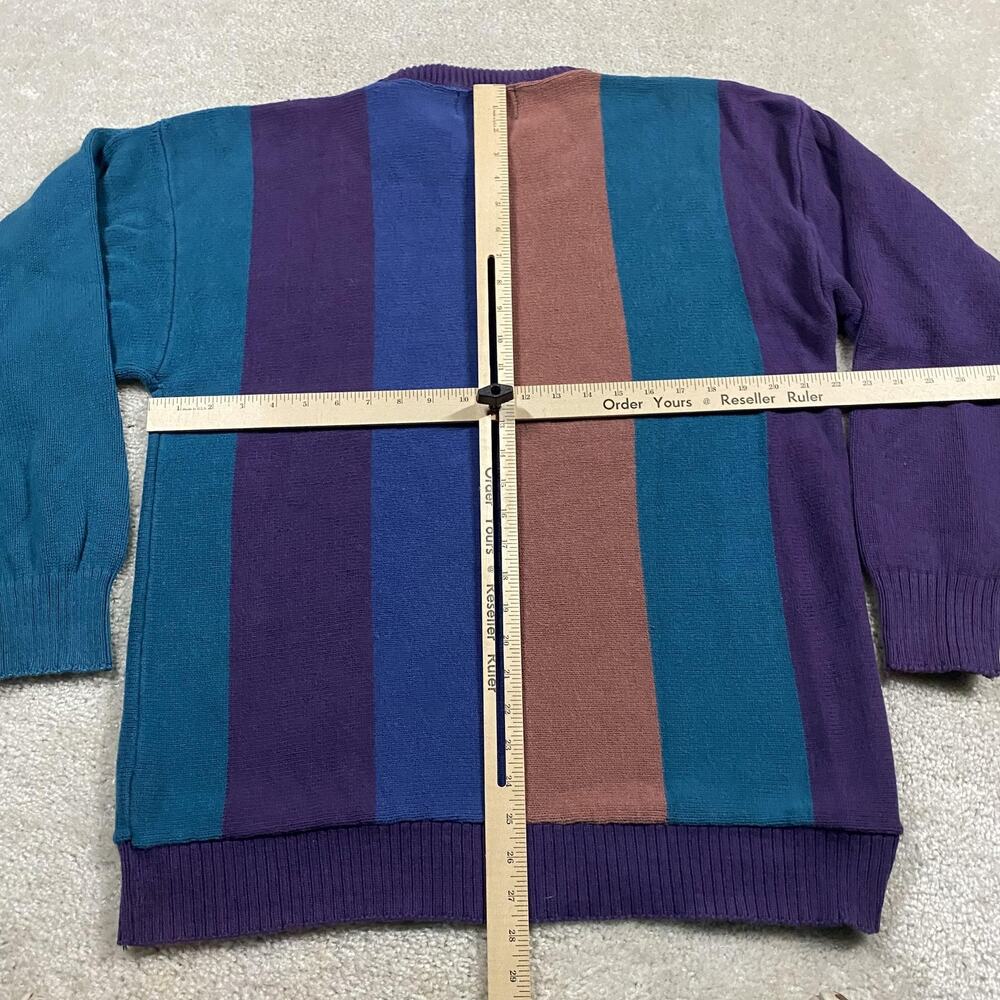 Vintage Duck Head Sweater Mens L Multicolor Stripe Knit Crewneck Made USA 90s - Picture 5 of 8
